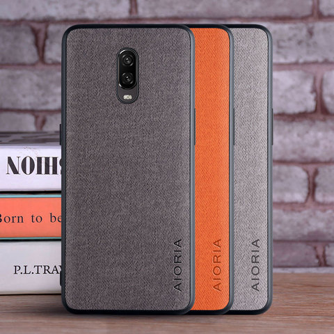 Caso para Oneplus 6T 6 coque de textiles de cuero skin de TPU blando dura del teléfono de la PC de la cubierta para Oneplus 6 caso funda ► Foto 1/6