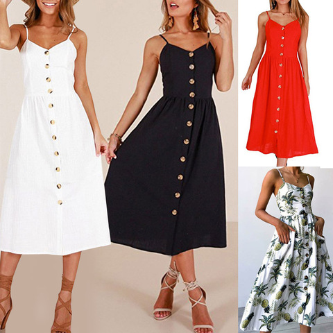 2022 las nuevas mujeres de impresión con rayas Floral vestido largo Sexy V-cuello Sleevele botón playa Casual vestido Midi vestido Boho de talla grande 3XL vestidos ► Foto 1/6