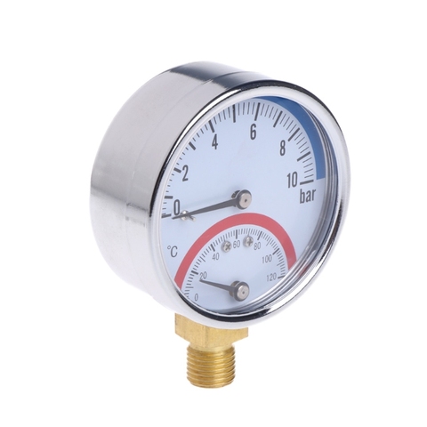 Medidor de presión Temperatura de 10 Bar, G1/4 hilos, Monitor de termómetro 2 en 1 ► Foto 1/5