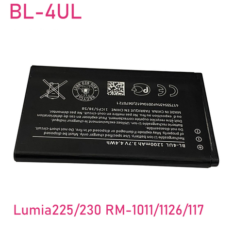 1200mAh BL 4UL BL-4UL batería para Nokia Lumia 225 de 330 RM-1172 RM-1011 RM-1126 batería BL4UL ► Foto 1/5