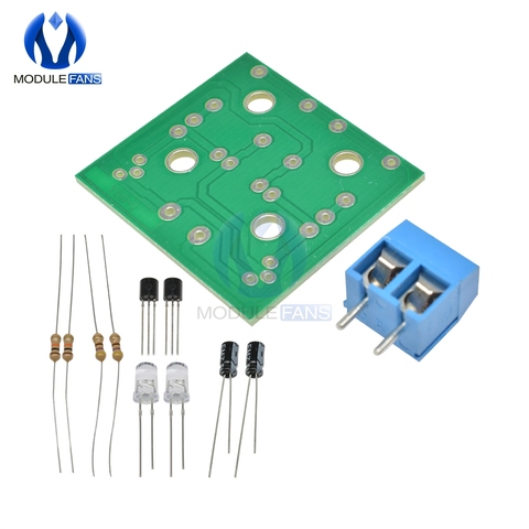 5MM LED luz azul Flash Simple Módulo de circuito Transistor 30K resistencia 22UF condensadores electrolíticos Cable Dupont Junta Kit de bricolaje ► Foto 1/6