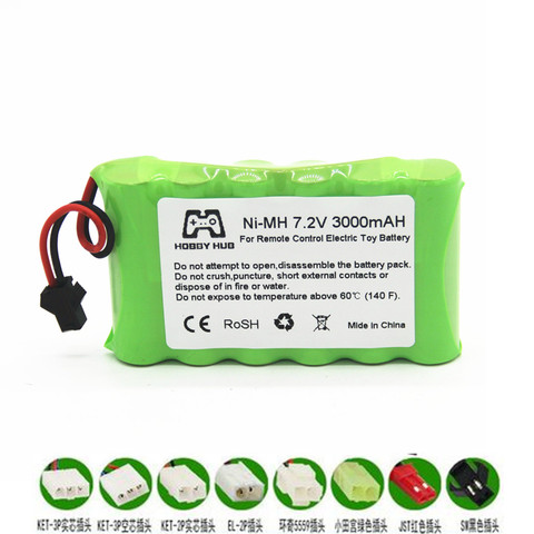 Batería recargable para barco de juguete eléctrico, nimh de 7,2 v batería AA, aa, 3000mah, 2800mah, para control remoto, 7,2 v, 2400 mah ► Foto 1/5