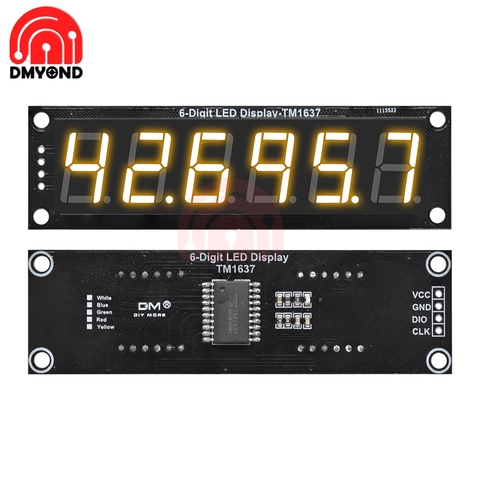 Módulo de tubo Digital TM1637 de 6 bits, 0,56 pulgadas, 6 dígitos, 7 segmentos, 5V, pantalla amarilla, TM1637.h para Arduino, Decimal ► Foto 1/6