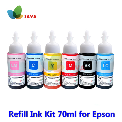 6 botellas de tinta de tinte Kit de recarga compatible EPSON L800 L801 L805 L810 L850 L1800 tinta de impresora T6731 T6732 T6733 T6734 T6735 T6736 ► Foto 1/1