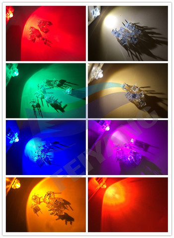 Piraña LED F5 de 5mm, diodo de luz LED blanco, rojo, naranja, RGB, rosa, azul, verde, amarillo, ámbar claro, diodos emisores de 4 pines, 100 Uds. ► Foto 1/2