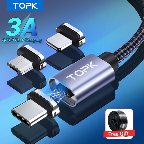 TOPK-Cable USB magnético de carga rápida, Cable Micro tipo C, cargador magnético de datos, Cable de carga de teléfono móvil para iPhone 12 ► Foto 1/6