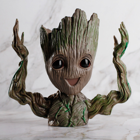 Bebé caliente maceta de Groot maceta figuras Hombre árbol lindo modelo juguete pluma Pot jardín maceta para flor de regalo ► Foto 1/6