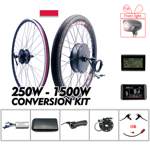 Kit de conversión de bicicleta eléctrica, Motor de buje de rueda delantera de 48V, 1500W, 1000W, 36V y 250W, Kit de conversión de bicicleta ► Foto 1/6