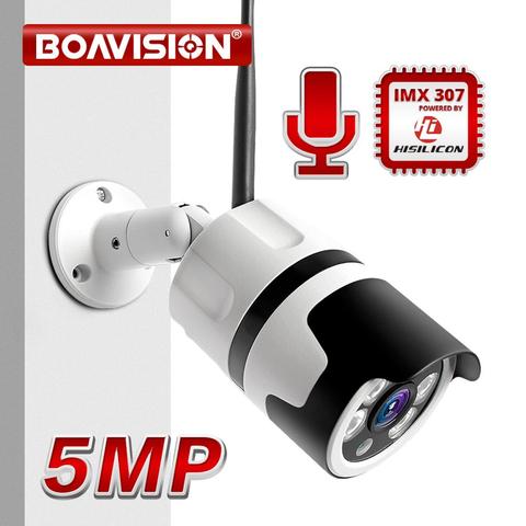 HD 1080P 5MP bala WiFi cámara IP ONVIF inalámbrica Visión Nocturna exterior 20m cámara de seguridad cctv de dos vías de Audio alarma P2P CamHi ► Foto 1/6