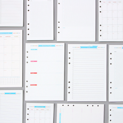 Agenda en espiral con 6 agujeros, planificador con papel interno, diario semanal, Plan mensual para hacer lista, página colorida para cuaderno de hojas sueltas A6/A5 ► Foto 1/6