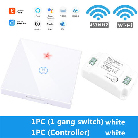 GERMA Tuya vida inteligente APP WiFi táctil interruptor de RF 433Mhz de la pared DIY relé temporizador módulo Google Alexa 110V 220V 10A ► Foto 1/6