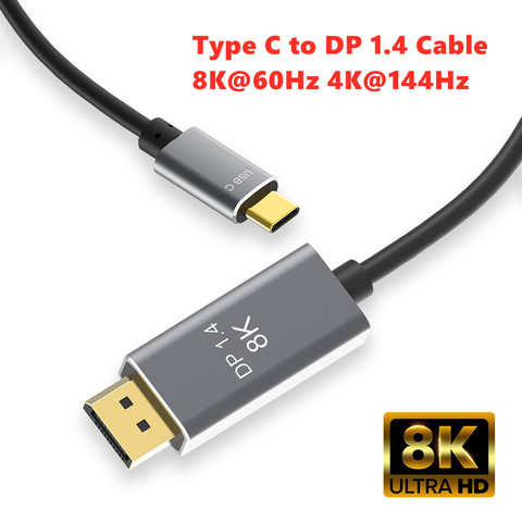 Convertidor de Cable de carga USB C a DP1.4 PD, 2 modos disponibles, Monitor de expansión 8K @ 60Hz 4K @ 144Hz para Puerto de pantalla 1,4 Mac Pro ordenador portátil ► Foto 1/6