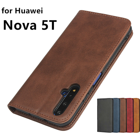 Funda de cuero para Huawei Nova 5T, funda con tapa para tarjetero, funda magnética para atracción ► Foto 1/6