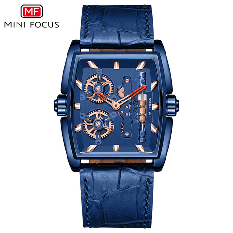 MINI FOCUS-Reloj de pulsera de cuarzo para hombre, de diseño de lujo, correa de malla de acero inoxidable o correa de cuero, resistente al agua 30m ► Foto 1/6