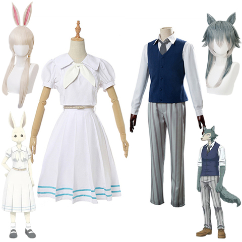 Disfraz de Cosplay de Anime japonés para hombre y mujer disfraz de Cosplay  de Anime japonés con Peluca de Ser, beastar, Legoshi, Haru, conejo blanco y  lobo gris, uniforme escolar elegante -
