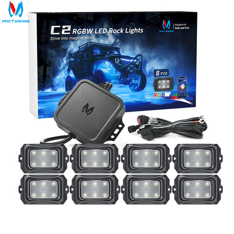 MICTUNING-luces LED de roca C2 8 Pods RGBW, con modo de música Bluetooth, superficie curva Multicolor, Kit de luces de neón ► Foto 1/6