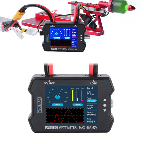 ToolkitRC-Analizador de potencia WM150 150A 50V, medidor de potencia, pantalla LCD, Voltaje de potencia, corriente PPM, probador de salidas de señal para Dron RC FPV ► Foto 1/6