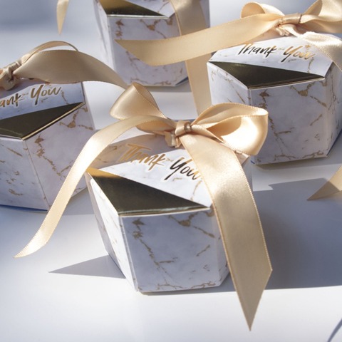Bolsa de regalo para caramelos de pirámide de mármol gris, creativa, cajas de papel para fiesta, Baby Shower, regalos de boda ► Foto 1/6