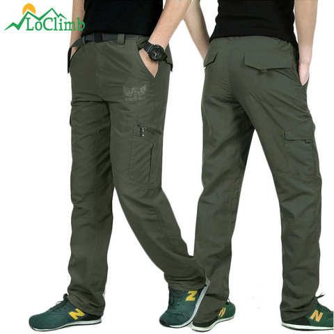 LoClimb pantalones de senderismo de secado rápido al aire libre pantalones de escalada de montaña de verano Pantalones de pesca ejército Trekking Deporte Pantalones impermeables, AM005 ► Foto 1/6