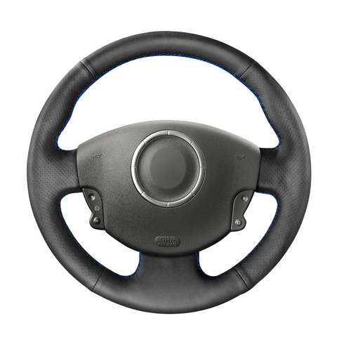 Cubiertas de volante de coche para Renault Megane 2 Scenic 2 Grand Scenic Kangoo 2, cuero Artificial, negro de punto ► Foto 1/6