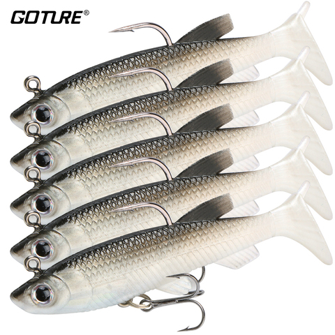 Goture 5 unids/set de señuelo de pesca Swimbait 8,4 cm 10,7g artificiales de silicona cebo de plomo de la cabeza de la plantilla Wobblers por Pike aparejos de pesca ► Foto 1/6