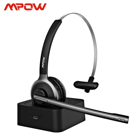 Mpow BH231 auriculares Bluetooth 4,1 con Base de carga de micrófono auriculares inalámbricos para PC Laptop centro de llamadas oficina 18H tiempo de conversación ► Foto 1/6