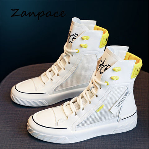 ZANPACE-zapatillas de deporte con plataforma para mujer, zapatos vulcanizados de encaje de lona para otoño, transpirables, informales, color blanco, 2022 ► Foto 1/6