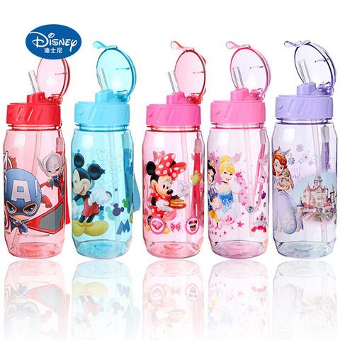 Disney Baby-botella de agua deportiva, vaso de alimentación de Minnie y Mickey con pajita de dibujos animados, Blancanieves, 450ML ► Foto 1/5