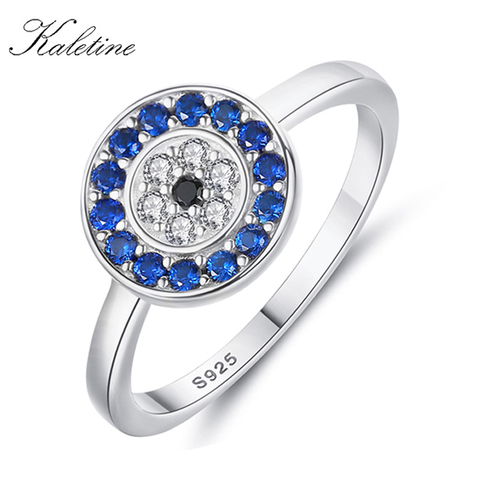 KALETINE puro 925 anillos de plata esterlina para mujeres suerte del encanto del ojo malvado azul de dedo CZ anillos de oro boda de los hombres de la joyería ► Foto 1/6