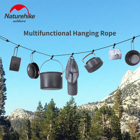 Naturehike-cuerda colgante de 4,3 m para acampar, accesorios multiusos para tendedero, cuerda ajustable antideslizante para colgar en el dosel ► Foto 1/6