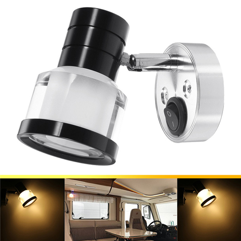 Luz de Lectura LED Interior marino de 12V, 3W, barco, autocaravana, lámpara de pared, foco cálido ► Foto 1/5