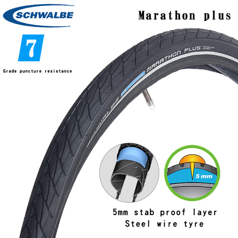 Schwalbe marathon plus-neumáticos de 26 pulgadas, 26x1,75, 26x2,0, alambre de acero a prueba de golpes, 27,5 pulgadas, 27,5x1,5, neumático de viaje de montaña ► Foto 1/6