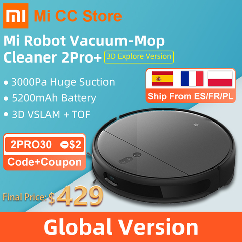 Xiaomi-Robot aspirador Mi 2 Pro, versión Global, succión de 3000Pa, fregado, 3D, VSLAM, evita obstáculos, 5200mAh ► Foto 1/6