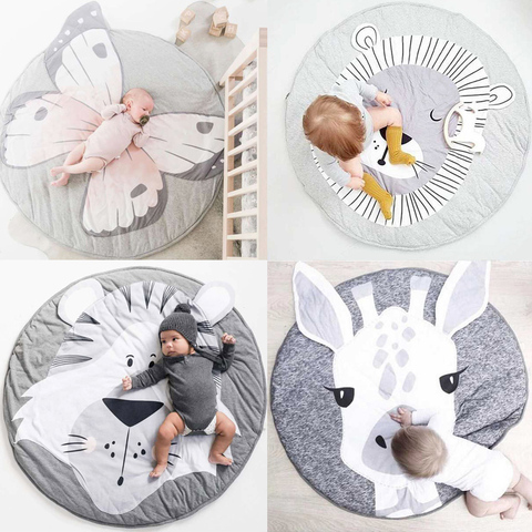 Esteras de juego de animales de dibujos animados para bebés, manta para gatear para niños pequeños, alfombra redonda, juguetes, alfombrilla para habitación, foto de decoración, accesorios ► Foto 1/6