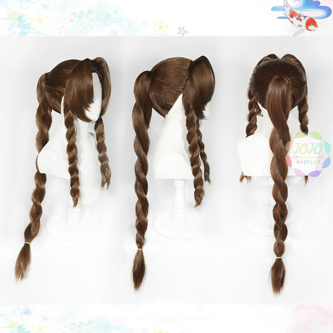 AFF VII-extensiones de pelo sintético para Halloween, cabello sintético resistente al calor para Cosplay, con gorro de peluca gratis, color marrón, 7 ► Foto 1/6