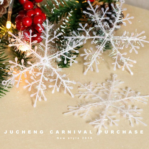 Decoración de árbol de Navidad, copos de nieve artificiales de plástico blanco, suministros para fiesta de año nuevo, 6cm-18cm, 2022 ► Foto 1/6