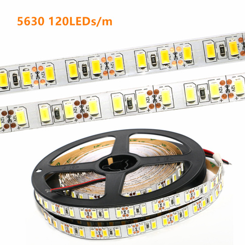 Tira de luces Led SMD 5630 120 Leds/M DC 12V alto lumen cinta Led blanca cálida no impermeable 5730 10 W/M para decoración navideña de cocina ► Foto 1/6