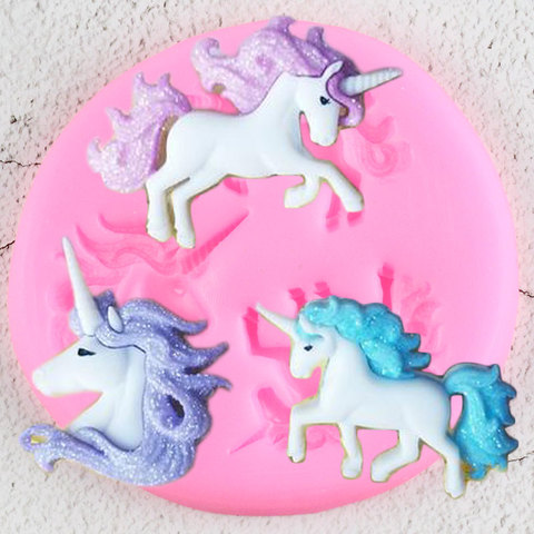 Moldes de silicona de unicornio 3D para bebés, utensilios de decoración para Pasteles de cumpleaños, moldes para cupcakes, Fondant, arcilla de caramelo, Chocolate, pasta de goma ► Foto 1/6