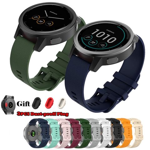 Correa de silicona para reloj Garmin Vivoactive 3 4S, repuesto de correa para reloj Garmin Venu Vivoactive 4 con enchufe a prueba de polvo ► Foto 1/6