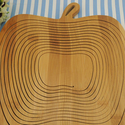 Cesta/cesta plegable de bambú en forma de manzana para frutas (tronco de madera) ► Foto 1/3