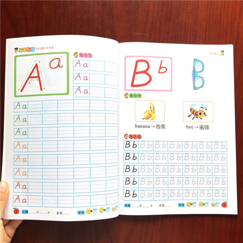 Cuaderno de caligrafía para niños de 3 a 6 años, inglés, 26 letras del abecedario ABC a cuaderno de escritura, prescripción para niños, libro de ejercicios ► Foto 1/6