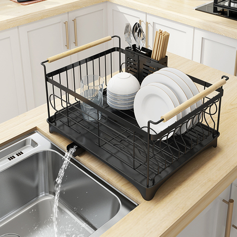 De acero inoxidable pintura rejilla para escurrir para fregadero de cocina estanterías de cocina 2-historia suministros de fregadero de dish rack ► Foto 1/5