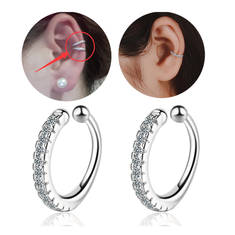 2 unids/bolsa Simple Earcuff aretes de Clip chica CZ brazalete de oído No Arete, No sin las mujeres agujero pendientes de cartílago ► Foto 1/6