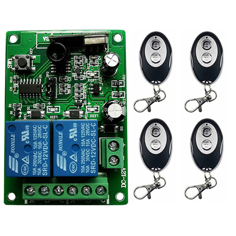 Controlador de Radio con interruptor de Control remoto, transmisor y receptor, DC12V, 24V, 2 canales, 2 canales, RF, Relé inalámbrico, 315 MHZ, 433 MHZ ► Foto 1/4