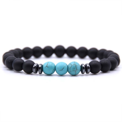 Brazalete elástico de cuentas de turmalina negra mate para hombre y mujer, pulsera de Yoga curativo, energía, 7 Chakras, 1 unidad ► Foto 1/6