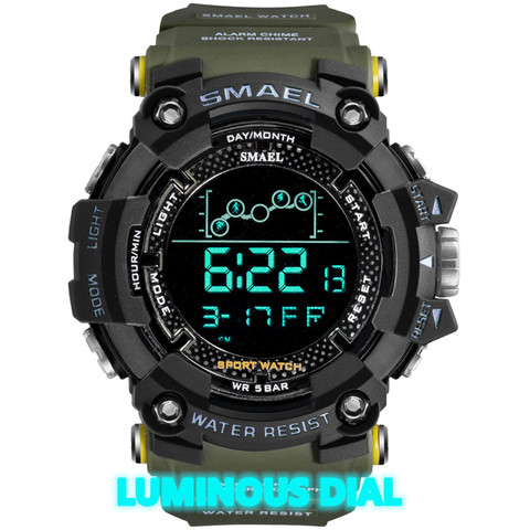 SMAEL-relojes militares para hombre, pulsera electrónica con esfera redonda luminosa, impermeable, Digital, LED, informal, para deportes al aire libre, nueva moda ► Foto 1/6