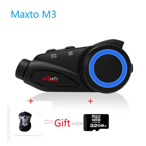 Maxto M3 intercomunicador para casco de motocicleta Bluetooth WIFI Recorer grupo de 6 corredores Moto Interphone 1080P DVR Dash Cámara Fit V8 V6 BST3 ► Foto 1/6