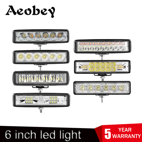 Barra de luz Led de 18w, 30w, 48w, 54w para 4x4, todoterreno, 12V, 24V, luz de trabajo para coche, Luz antiniebla de marcha atrás, foco reflector ► Foto 1/5