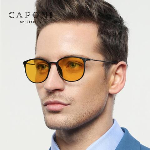 Gafas de sol con montura de titanio CAPONI, gafas de sol polarizadas de visión nocturna ultraligeras Vintage, para hombre y mujer, BSYS520 ► Foto 1/6