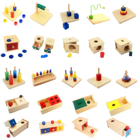 Montessori juguetes educativos caja de Imbucare con monedas de madera Vertical discos horizontales básicos y habilidades de vida juguetes mano y pies finders ► Foto 1/6